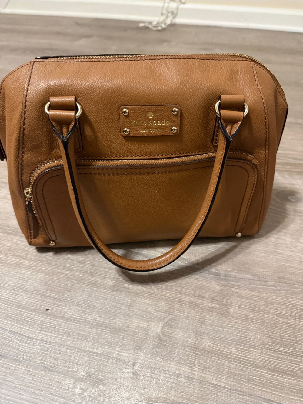 kate spade Tan Leather Satchel with Gold Hardware